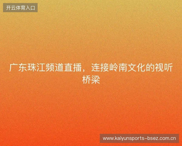 广东珠江频道直播，连接岭南文化的视听桥梁